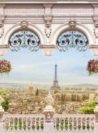 Фреска балкон с видом на город Париж