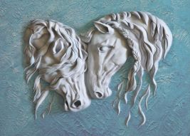 Фреска Лепнина 3D лошади