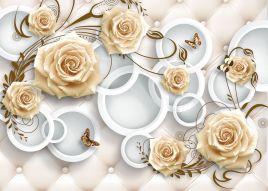 Фотообои Желтые 3D розы и кольца