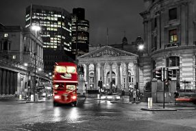 Фреска Черно белый Лондон и красный автобус
