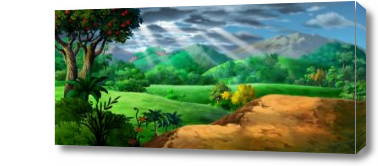 Картина Сказочный лес в лучах солнца