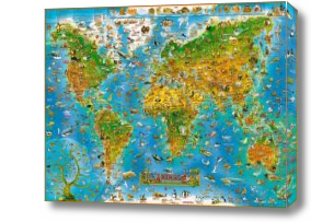 Картина Карта мира с животными